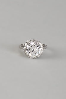 White Finish 9-Carat Diamond Solitaire Ring In Hallmark Sterling Silver