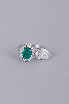 White Finish Zircon Ring In Sterling Silver