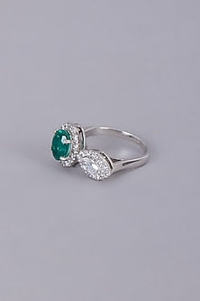 White Finish Zircon Ring In Sterling Silver