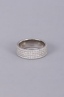 White Finish Cubic Zirconia Ring In Sterling Silver