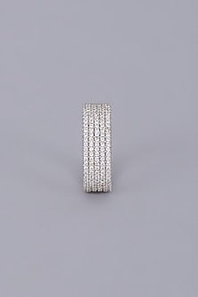 White Finish Cubic Zirconia Ring In Sterling Silver