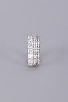 White Finish Diamonds Ring In Sterling Silver