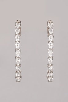 White Finish Zircon Earrings In Sterling Silver
