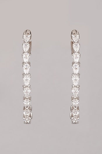 White Finish Zircon Earrings In Sterling Silver
