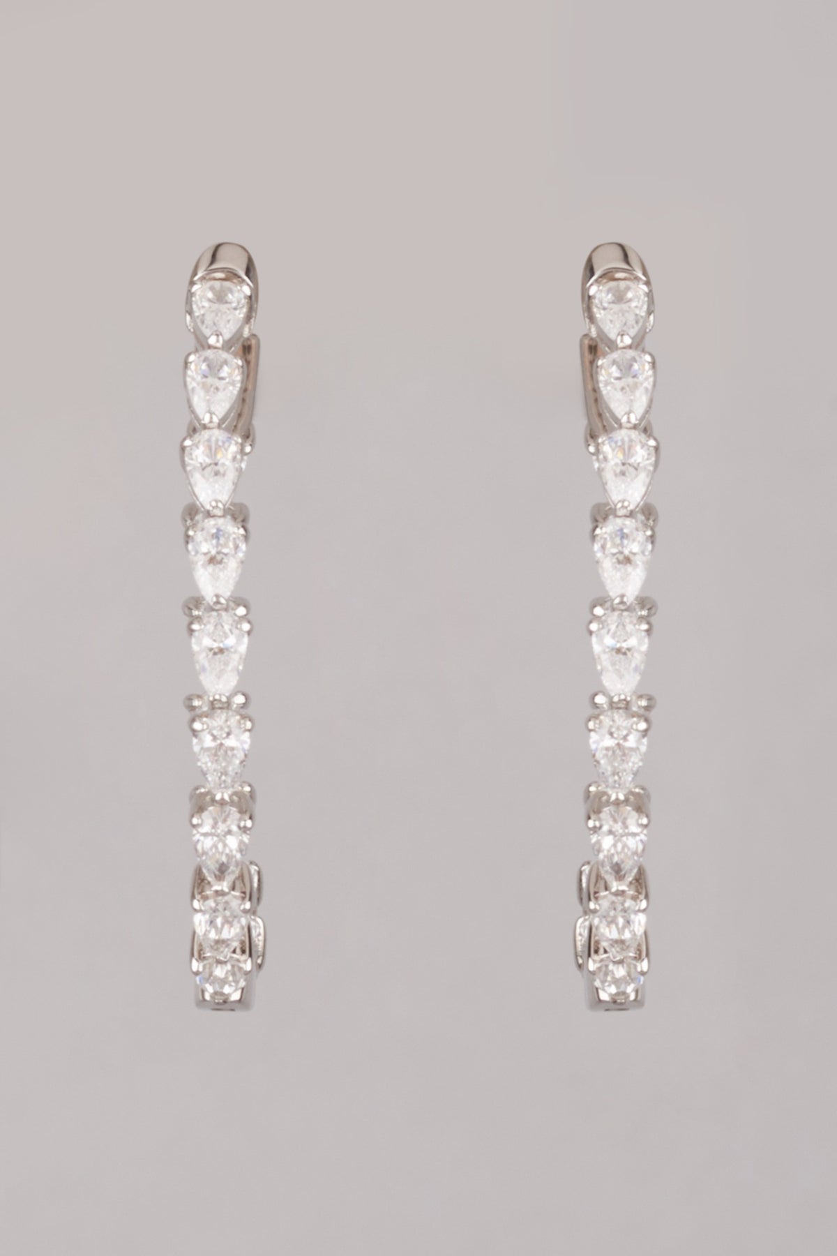 White Finish Zircon Earrings In Sterling Silver