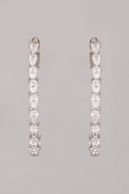 White Finish Zircon Earrings In Sterling Silver