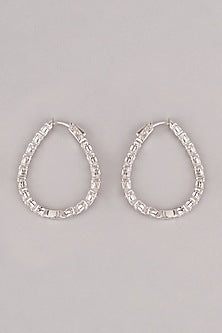 White Finish Zircon Earrings In Sterling Silver