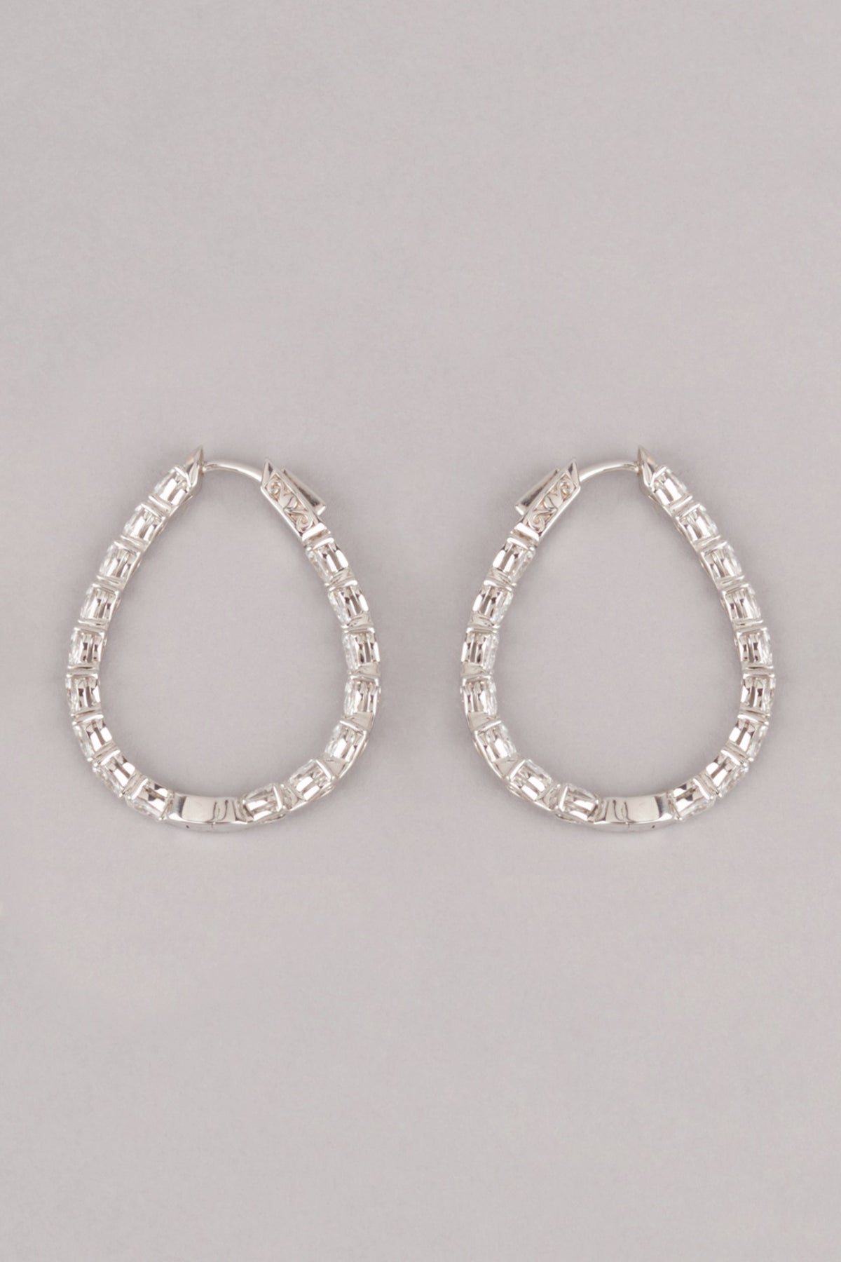 White Finish Zircon Earrings In Sterling Silver