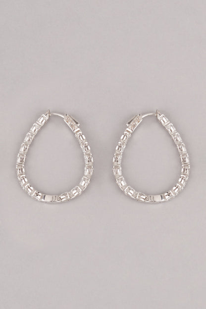 White Finish Zircon Earrings In Sterling Silver