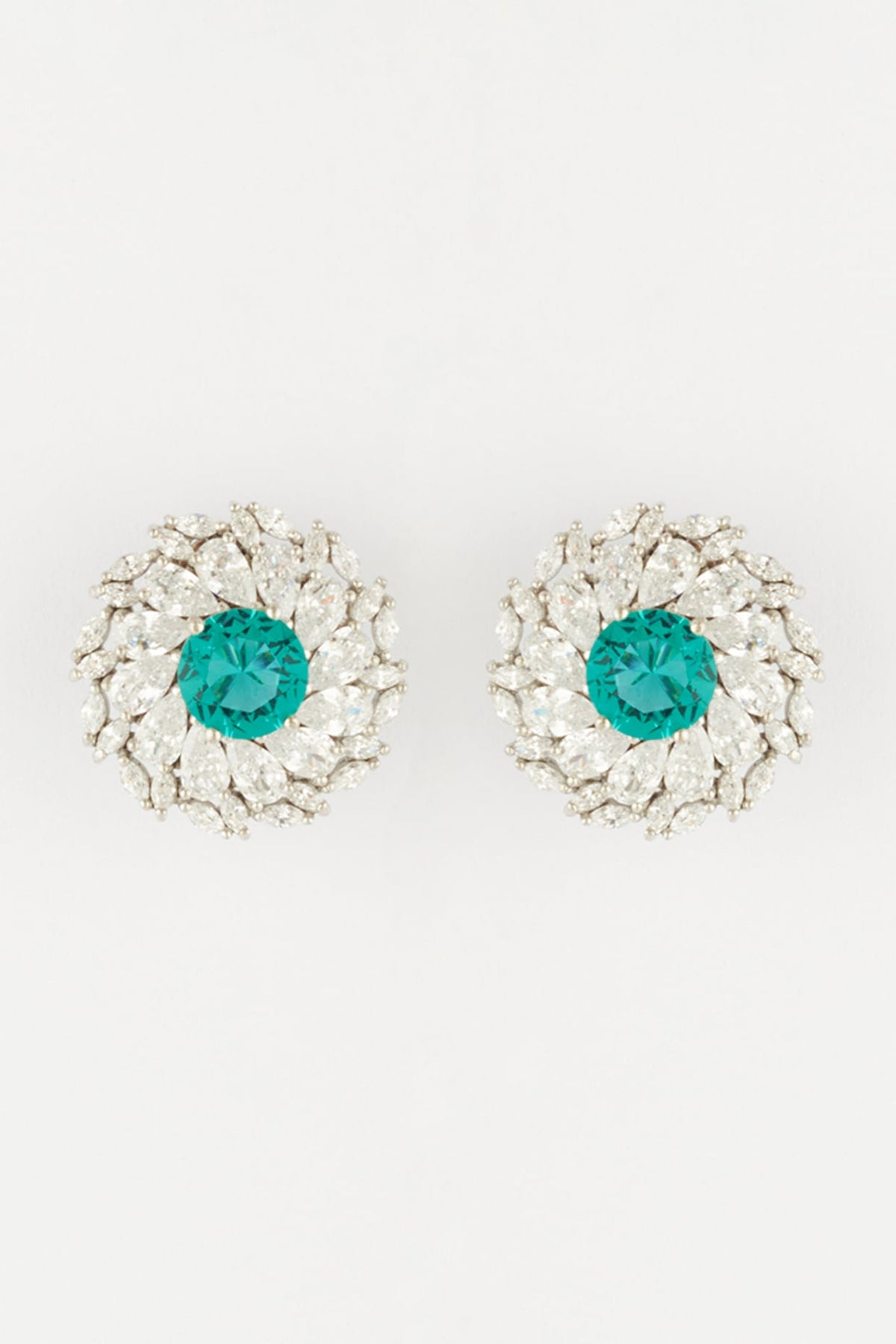 White Finish Cubic Zirconia Earrings In Sterling Silver