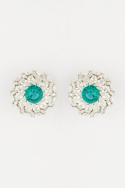 White Finish Cubic Zirconia Earrings In Sterling Silver
