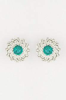White Finish Cubic Zirconia Earrings In Sterling Silver
