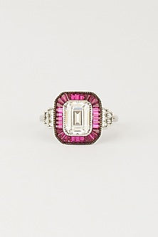 White Finish Ruby Ring In Sterling Silver
