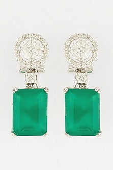 White Finish Semi Precious Emerald In Sterling Silver