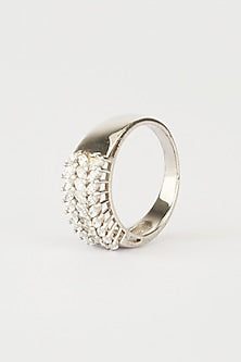 White Finish Cubic Zirconia Ring In Sterling Silver