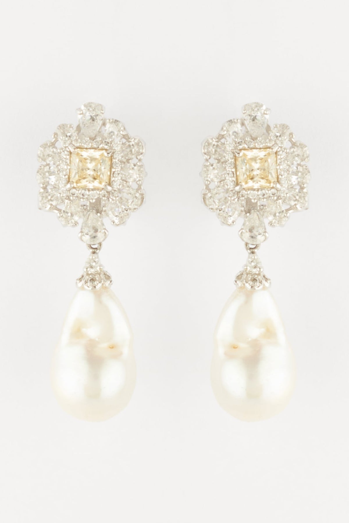White Finish Baroque Pearl Earrings In Sterling Silver