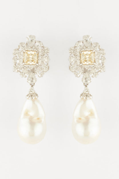 White Finish Baroque Pearl Earrings In Sterling Silver