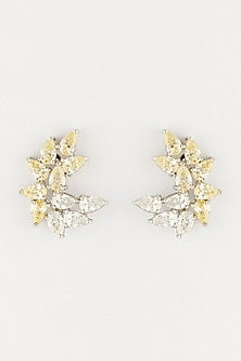 White Finish Yellow Sapphire Earrings In Sterling Silver