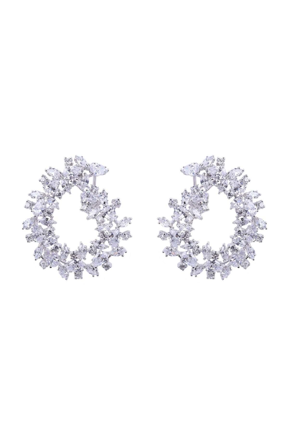 White Finish Cubic Zirconia Hoop Earrings