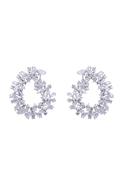 White Finish Cubic Zirconia Hoop Earrings