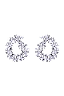 White Finish Cubic Zirconia Hoop Earrings