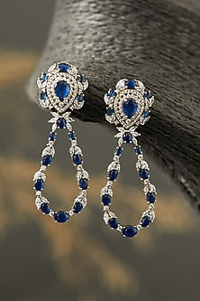 White Finish Dangler Earrings In Sterling Silver