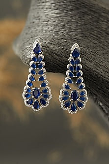 White Finish Dangler Earrings In Sterling Silver