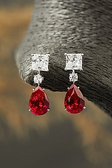 White Finish Earrings In Sterling Silver