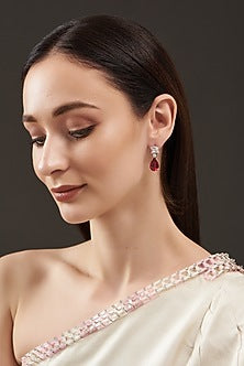 White Finish Earrings In Sterling Silver