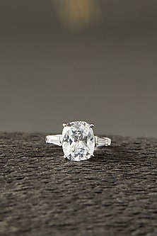 White Finish Ring In Sterling Silver