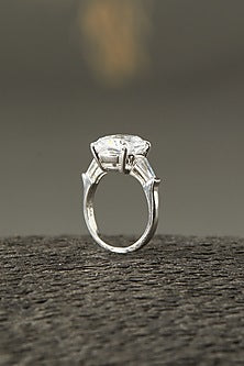 White Finish Ring In Sterling Silver