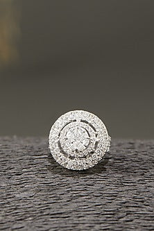 White Finish Tiered Solitaire Ring In Sterling Silver