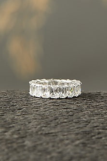 White Finish Eternity Band In Sterling Silver