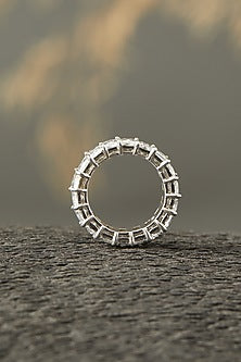 White Finish Eternity Band In Sterling Silver