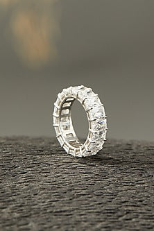 White Finish Eternity Band In Sterling Silver