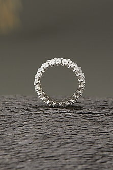 White Finish Eternity Band In Sterling Silver