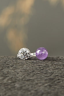 White Finish Amethyst Ring In Sterling Silver