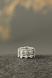 White Finish Zircon Ring In Sterling Silver
