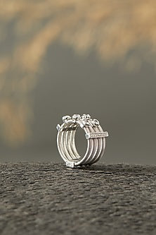 White Finish Zircon Ring In Sterling Silver