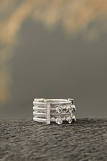 White Finish Zircon Ring In Sterling Silver