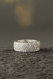 White Finish Eternity Band In Sterling Silver