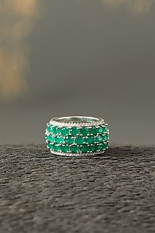 White Finish Eternity Band In Sterling Silver