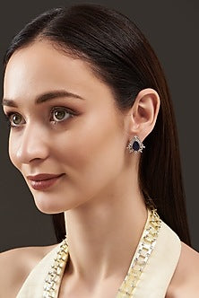 White Finish Stud Earrings In Sterling Silver