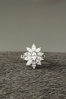 White Finish Ring In Sterling Silver