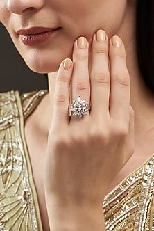 White Finish Ring In Sterling Silver