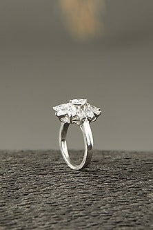 White Finish Ring In Sterling Silver