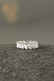 White Finish Eternity Band In Sterling Silver