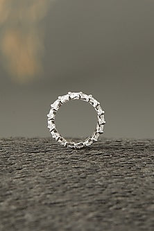 White Finish Eternity Band In Sterling Silver