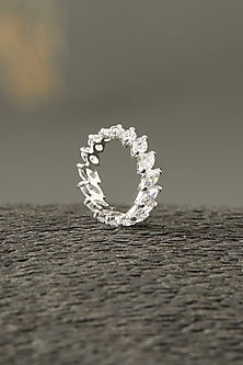White Finish Eternity Band In Sterling Silver