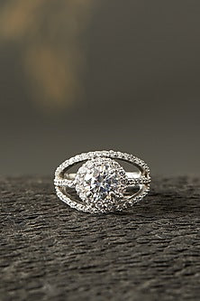 White Finish Ring In Sterling Silver